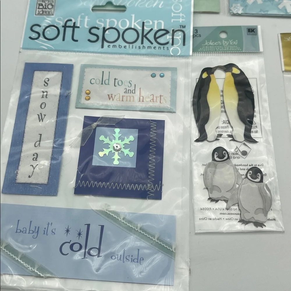 Winter Scrapbooking Supplies Snow Snowflakes Stickers Embellishments Words New